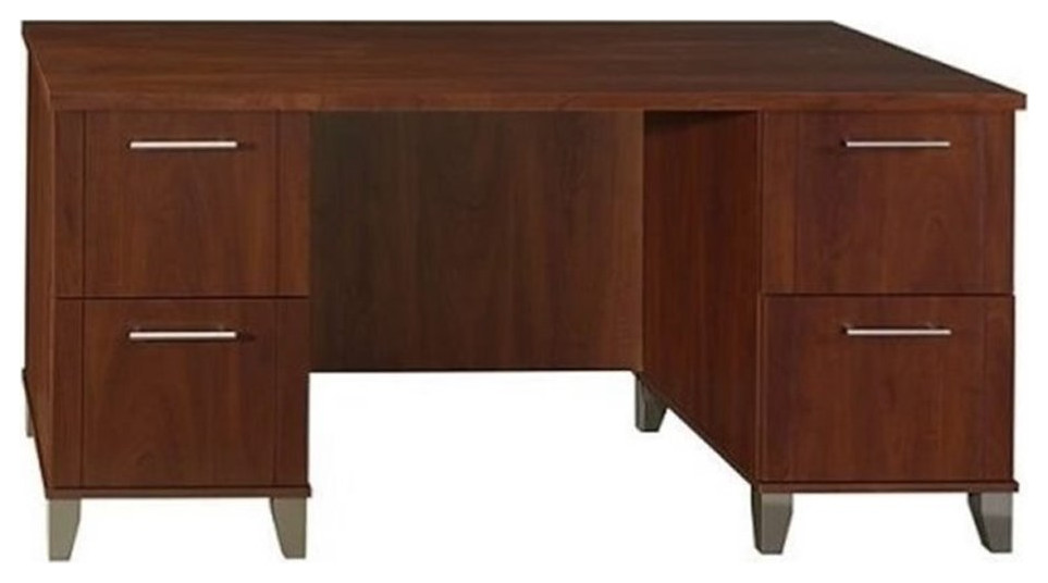 Bowery Hill 60" Wood Computer Desk in Hansen Cherry Transitional