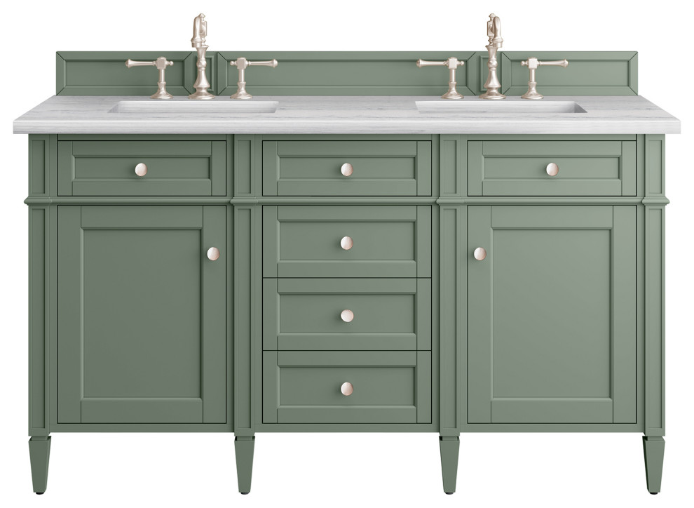 Brittany 60" Double Vanity, Smokey Celadon Traditional Bathroom