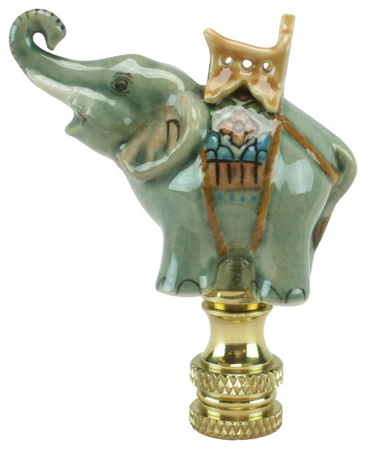 Celadon Porcelain Elephant Finial Contemporary Decorative Objects
