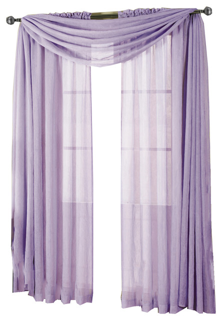 Abri Single Rod Pocket Sheer Curtain Panel, Lavender, 50"x84"