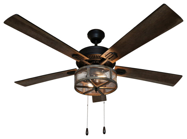 52 Dixsie 5 Blade Woodgrain Caged Farmhouse Led Ceiling Fan Led Ceiling Fan