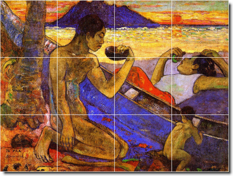 Paul Gauguin Waterfront Painting Ceramic Tile Mural #316, 24"x18"
