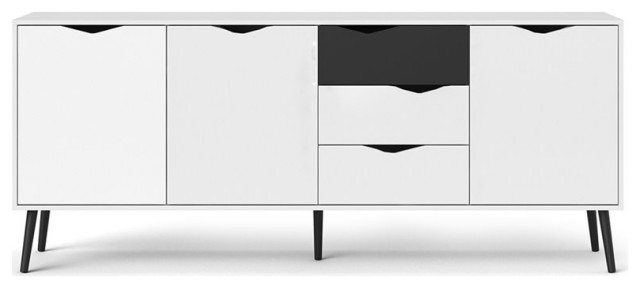Tvilum Diana 77" Sideboard in White and Black - Midcentury - Buffets And  Sideboards - by Homesquare | Houzz