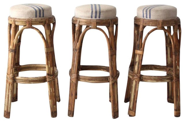 Consigned Vintage Rattan Bar Stools Set Of 3 Consigned Vintage Rattan Bar Stools Set Of 3