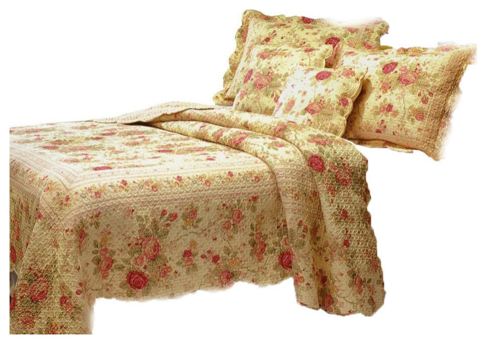 Greenland Antique Rose Collection Quilt Set, Twin, King Traditional