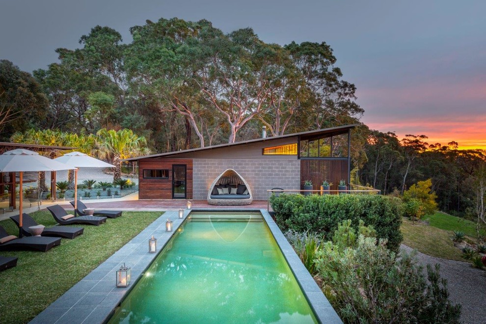 Photo of a contemporary rectangular lap pool in Sydney.
