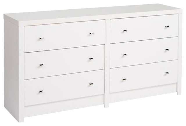 Bowery Hill 6 Drawer Dresser In White Transitional Dressers