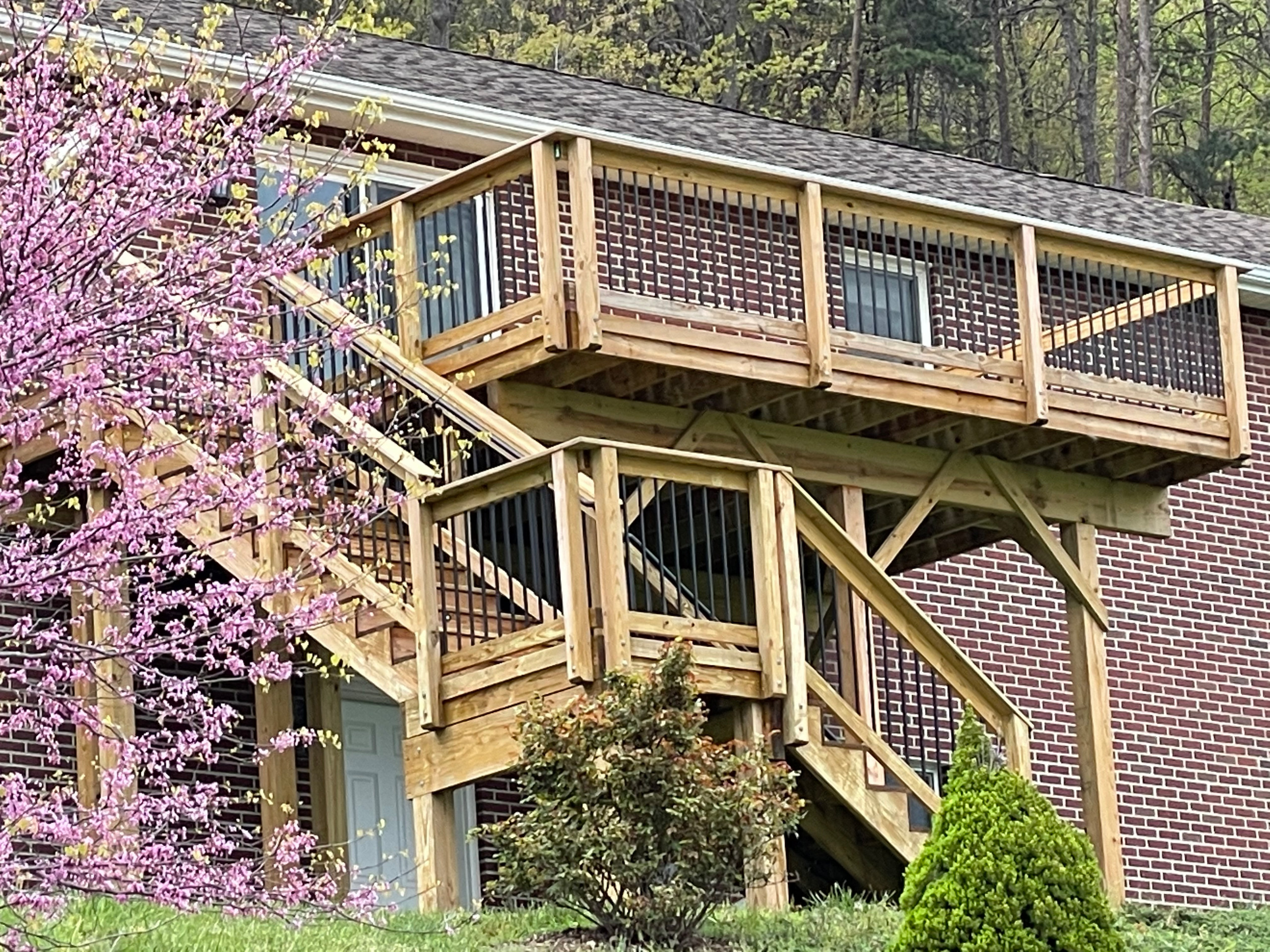 Deck stain and gutters power wash