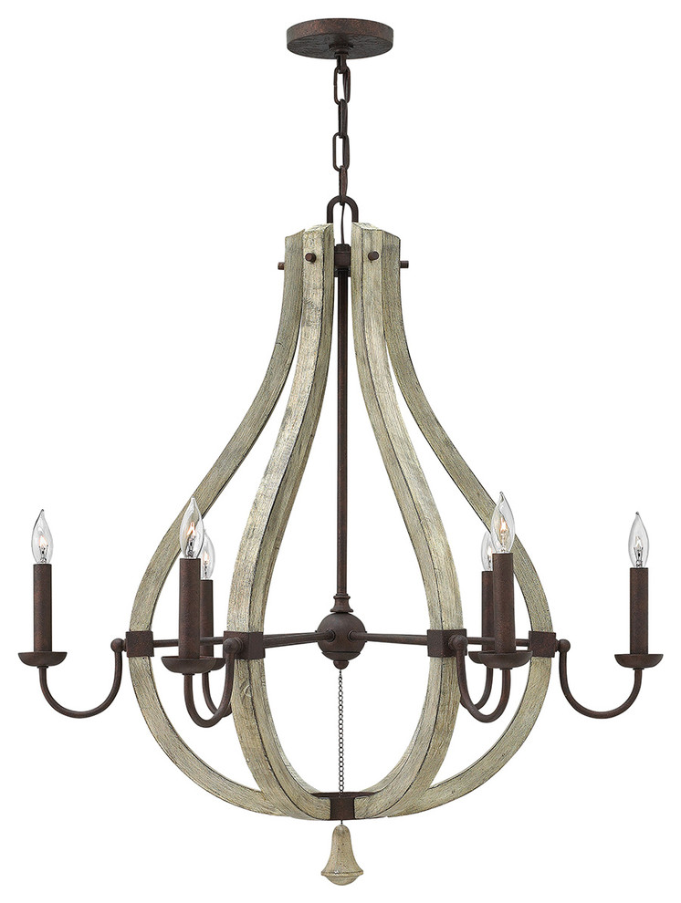 Middlefield Rustic Chic Chandelier, 6 Lights