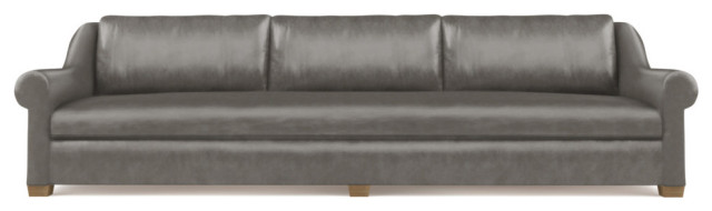 Thompson 10' Vintage Leather Sofa, Pumice, Classic Depth