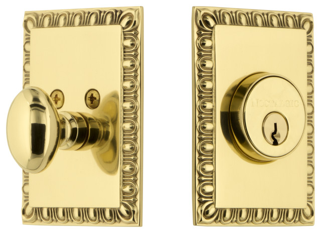 Neoclassical Single Cylinder Deadbolt, Polished Brass, 2.375 ...