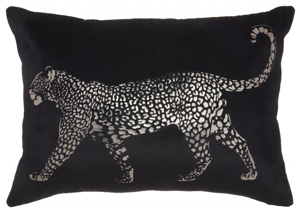 Black Leopard Lumbar Pillow Contemporary Decorative Pillows by