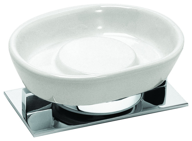 Sensis Freestanding Ceramic Soap Dish Contemporary Dishes Sensis Freestanding Ceramic Soap Dish Chrome