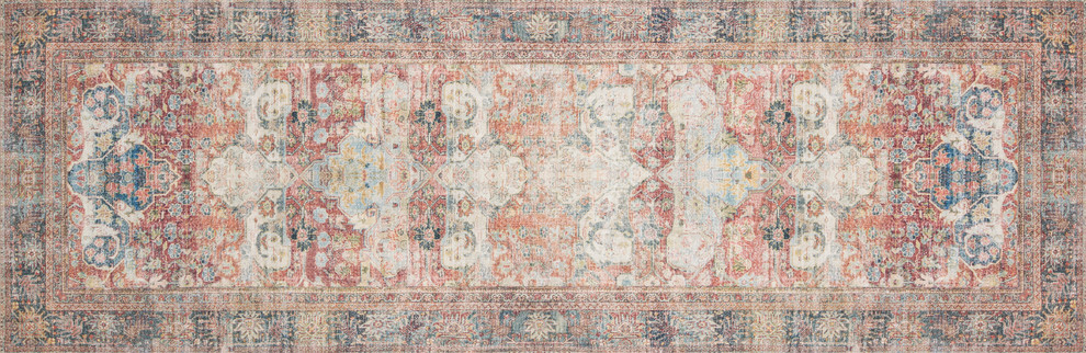 Vintage Inspired Printed Loren LQ-14 Brick/Multi Area Rug by Loloi, 2'6"x7'6" Runner ...