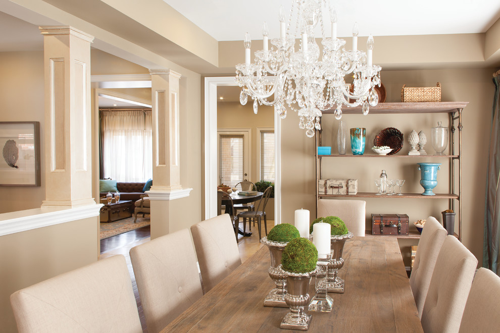Design ideas for a traditional dining room in Toronto with beige walls.