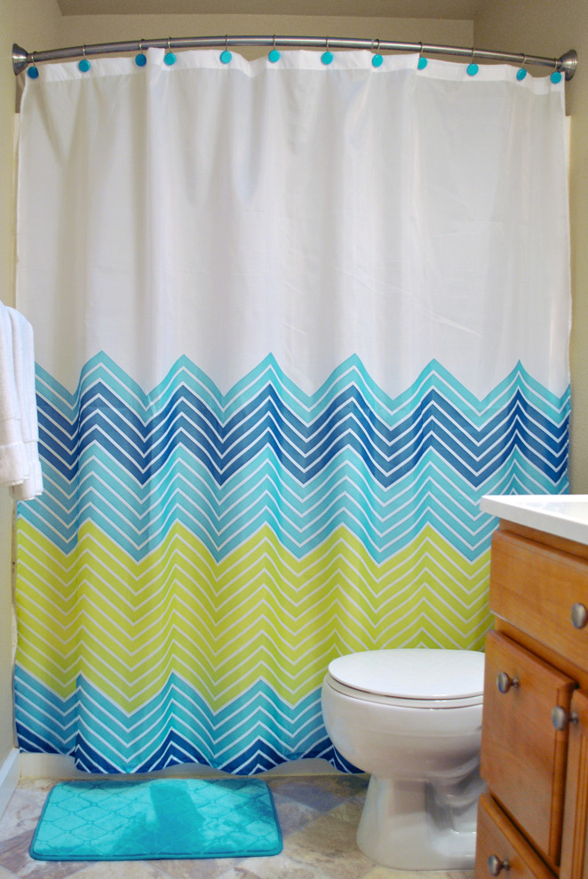 Assorted Bath Set Chevron Blue, Blue Zig Zag Shower Curtains