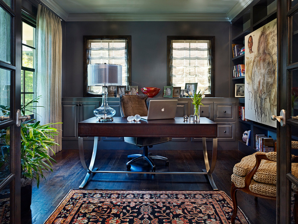 Design ideas for a traditional home office in Denver.