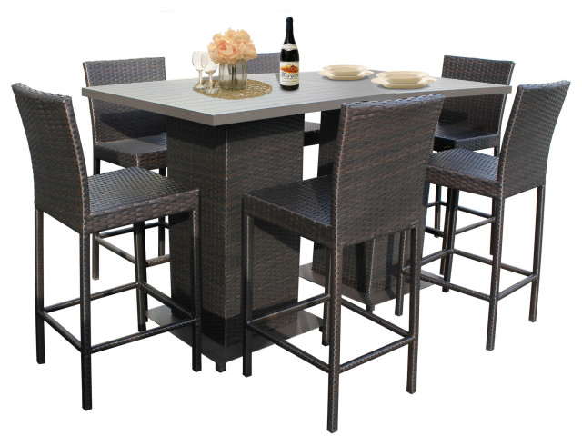 Belle Pub Table Set With Barstools 8 Piece Outdoor Wicker Patio Furniture Tropical Dining Sets By Design Furnishings Houzz Belle Pub Table Set With Barstools 8, Patio Furniture Pub Table Sets
