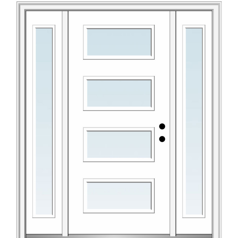 64"x80" 4 Lites Clear Left-Hand Inswing Primed Fiberglass Door, 6-9/16"