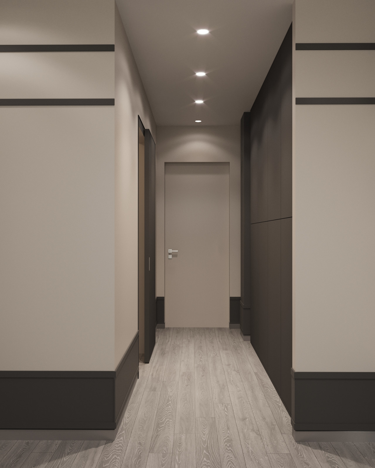 Современная  квартира в серо-белый тонах