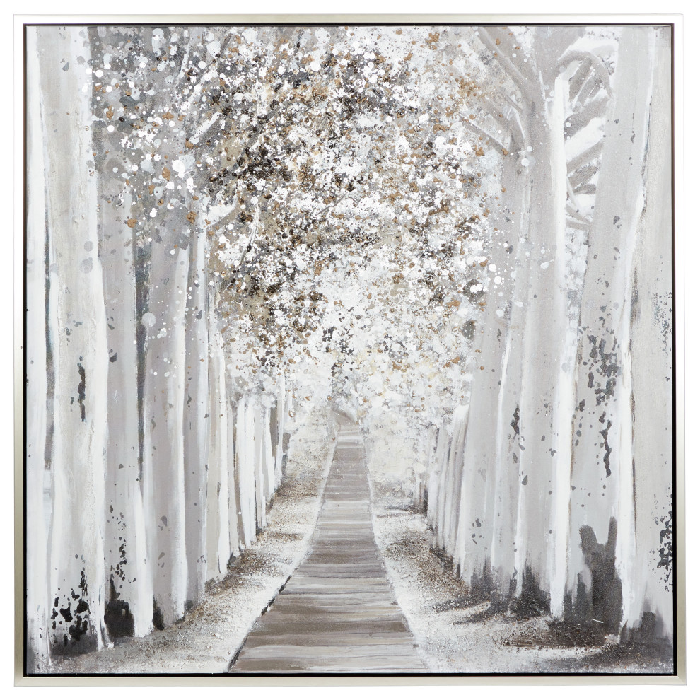 White Canvas Traditional Wall Art, 47x47x1 Contemporary Paintings