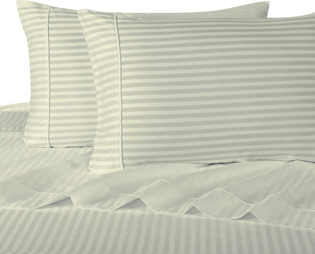 Attached Striped Waterbed Sheet Set, 300 TC, Queen Contemporary