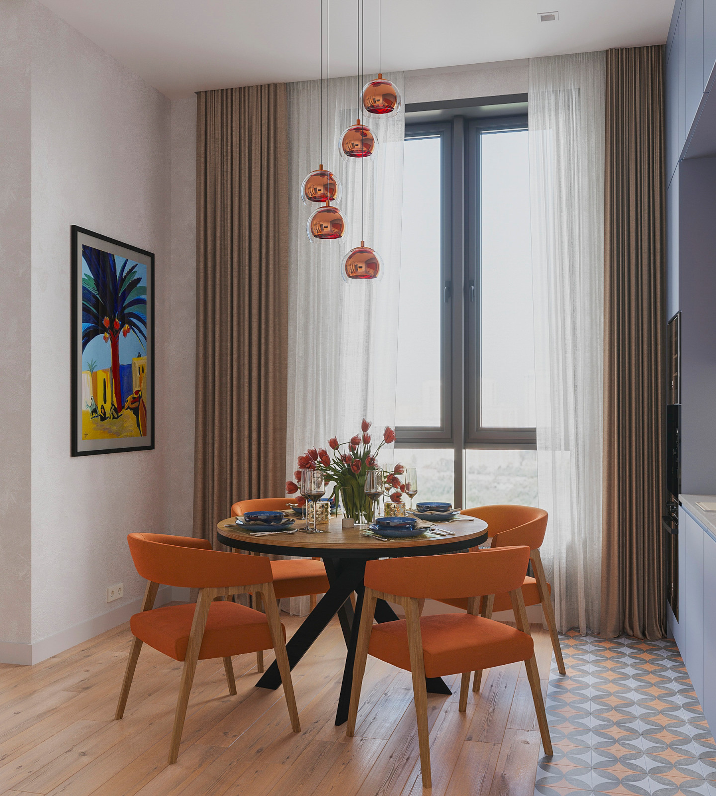 Оранжевое настроение. Квартира с панорамным видом 70 кв.м. в ЖК Дыхание