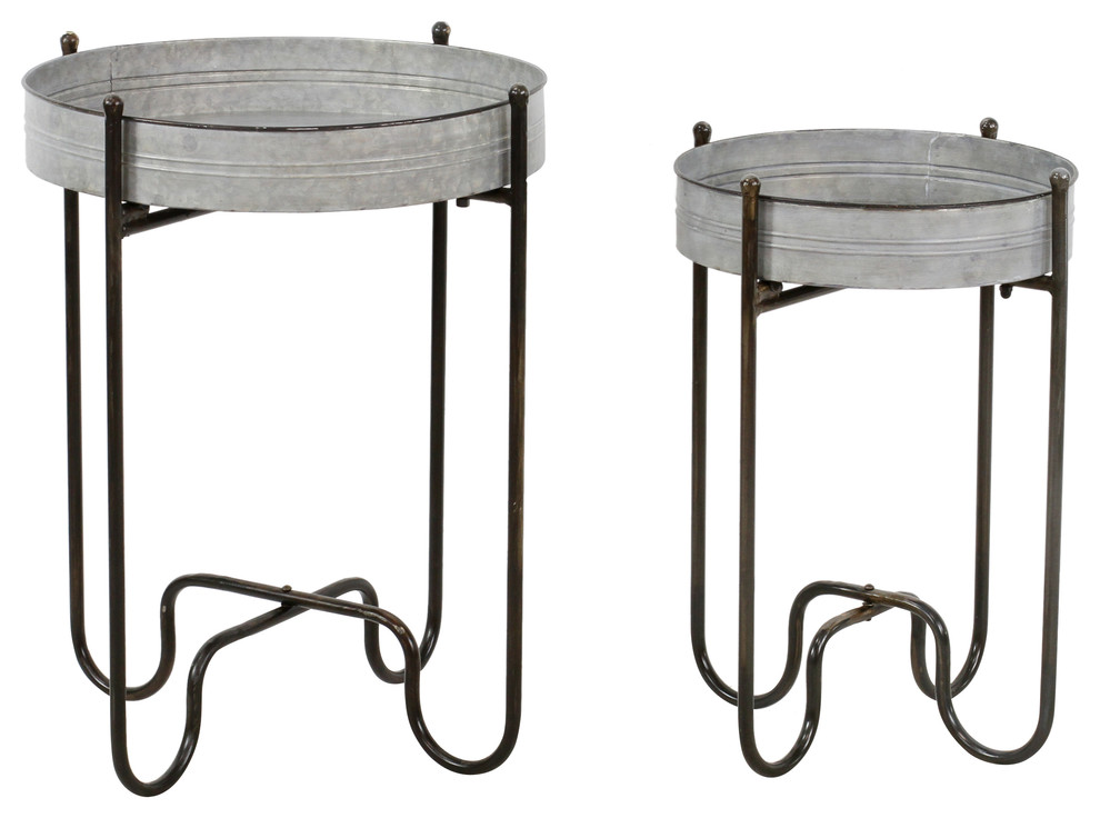 Easton Metal Planter Tables, Set of 2 Farmhouse Plant Stands And
