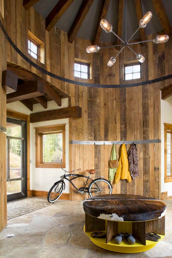 This is an example of a country mudroom in Denver.