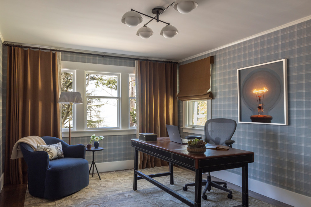 Example of an arts and crafts home office design in San Francisco