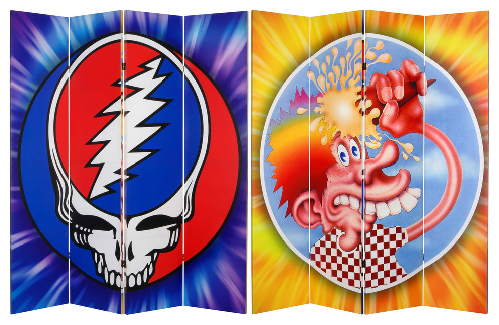 6 ft. Tall Double Sided Grateful Dead Steal Your Face Canvas Room Divider