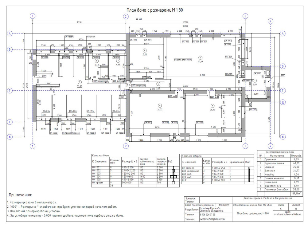 Одноэтажный дом 190 кв.м. с окнами в пол