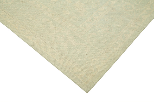 Rug N Carpet - Handmade Oriental 9' 0" x 11' 11" Unique Beige Oushak Rug