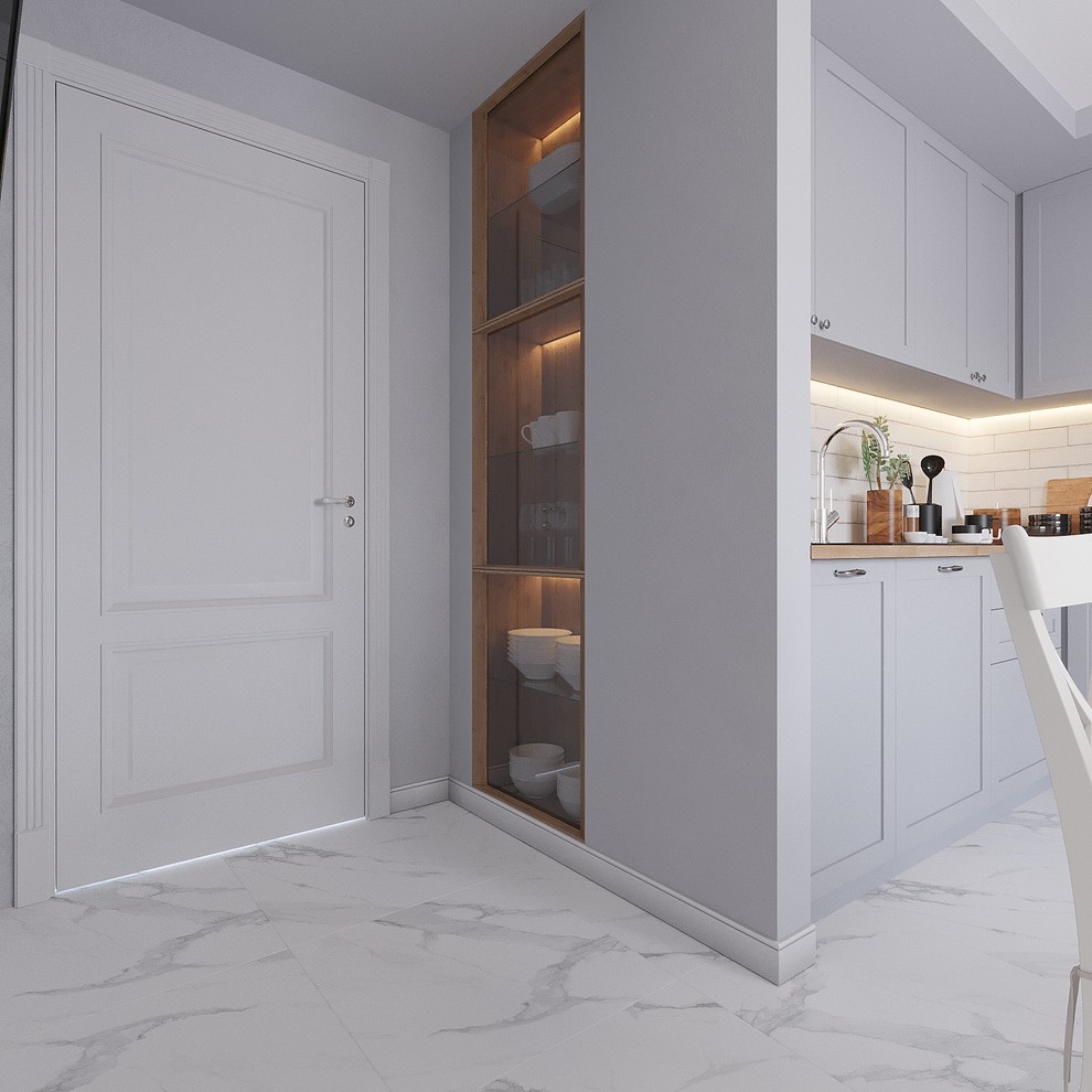 Кухня в современной классике в серых тонах