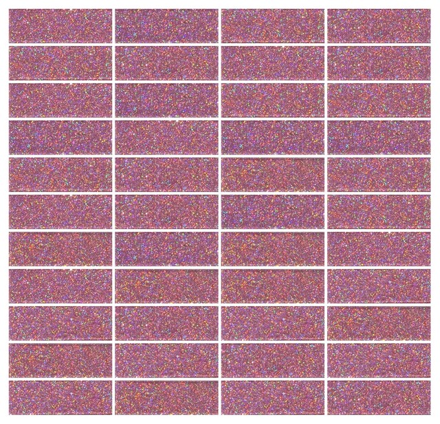 Pink Glitter Gl Subway Tile Stacked Contemporary Mosaic 12 X12 Pink Glitter Gl Subway Tile Stacked