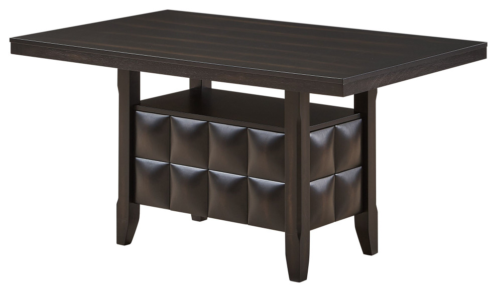 Huxley 59" Rectangular Contemporary Storage Dining Table, Black Wood