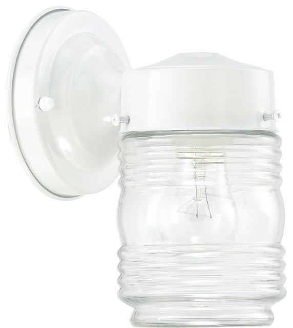 Quorum Jelly Jar Wall Mount, White Beach Style Outdoor Wall Lights