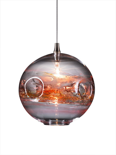Fishbowl Glass Pendant Light, Red Multi