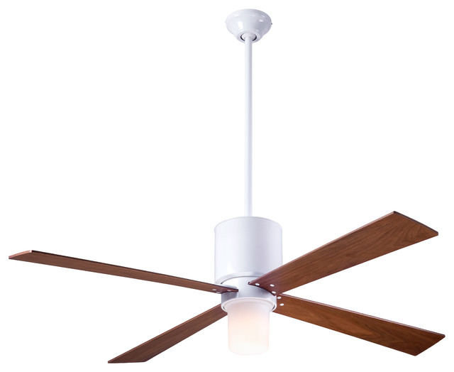 Lapa 17W LED Fan, Gloss White, 50" Mahogany Blades, 50" Blades