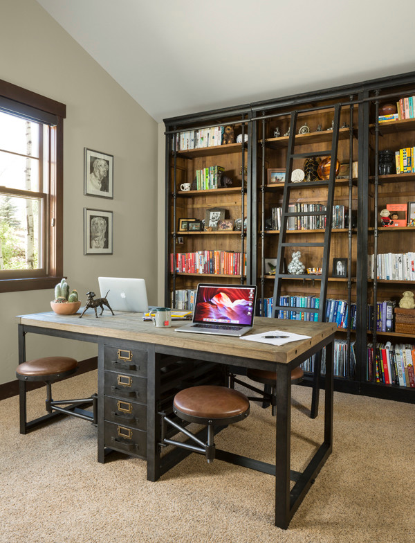 Photo of a transitional home office in Denver.
