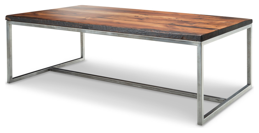 Furniture of America Menster Brown Wood Coffee Table in Reclaimed Oak Finish