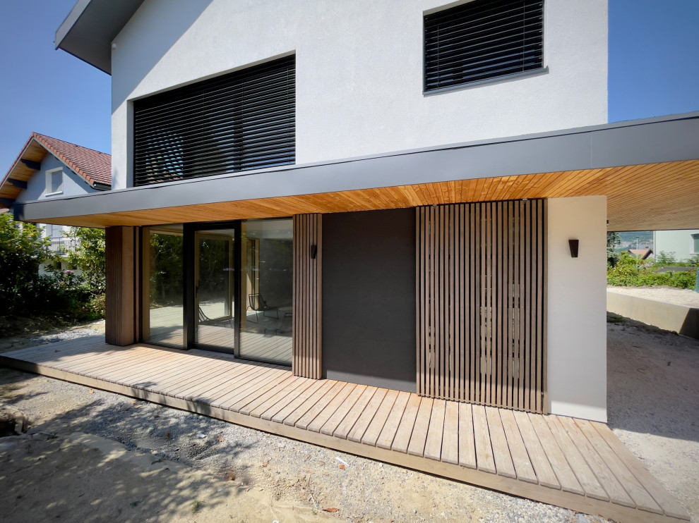 (En cours) Maison ossature bois mixte enduit, bardage bois
