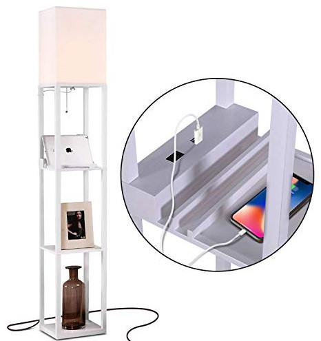 Shelf Floor Lamp With Usb Charging And, End Table Lamps With Usb Ports