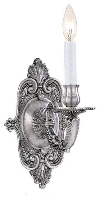 Crystorama 641-PW 1-Light Traditional Antique Pewter Wall Sconce, Pewter - Victorian - Wall ...