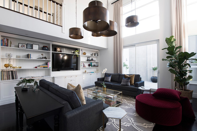 Hamptons Progressive Residence nyklassisk-vardagsrum