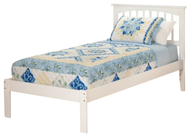 Atlantic Furniture Mission Bed with Open Foot Rail in White-Twin Size