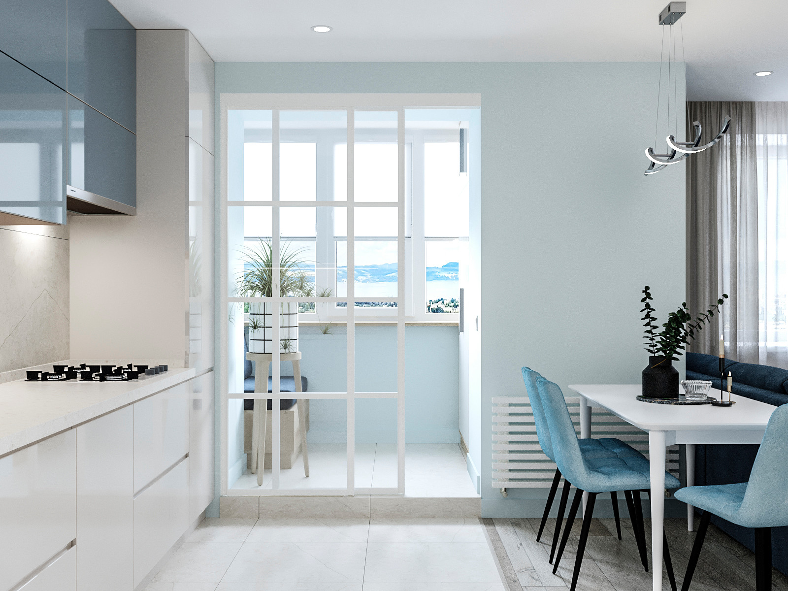 Трехкомнатная квартира в свежих оттенках