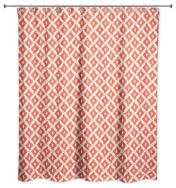 Whimsical Diamond Pattern In Red Shower, Whimsical Shower Curtains