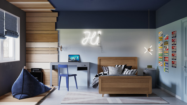 Teenage Boy Bedroom Blue Addict Modern Bedroom