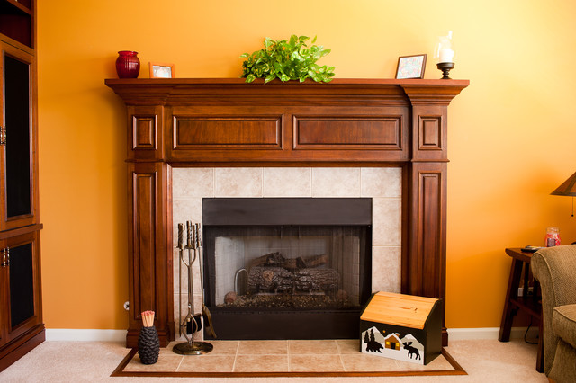 Mahogany Fireplace Surround Traditional Living Room Chicago